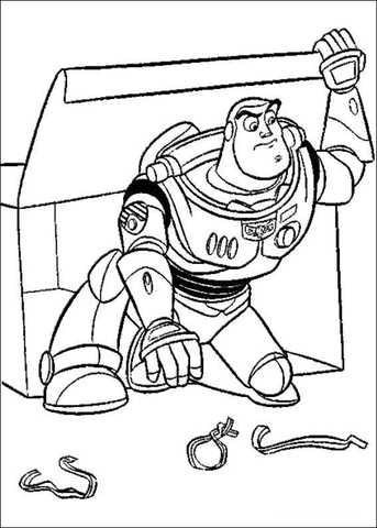 Buzz Lightyear Is Hiding Behind The Box  Coloring Page